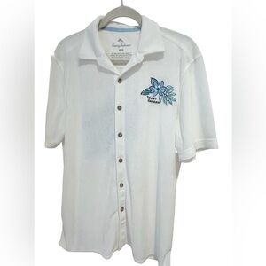 Tommy Bahama Toucan Terry embroidered swim shirt. Soft recycled cotton, Medium